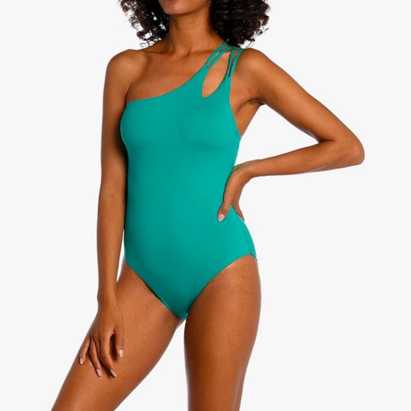 NWT La Blanca Women's Island Goddess Strappy Shoulder One Piece Swimsuit Sz 14 - Picture 3 of 8